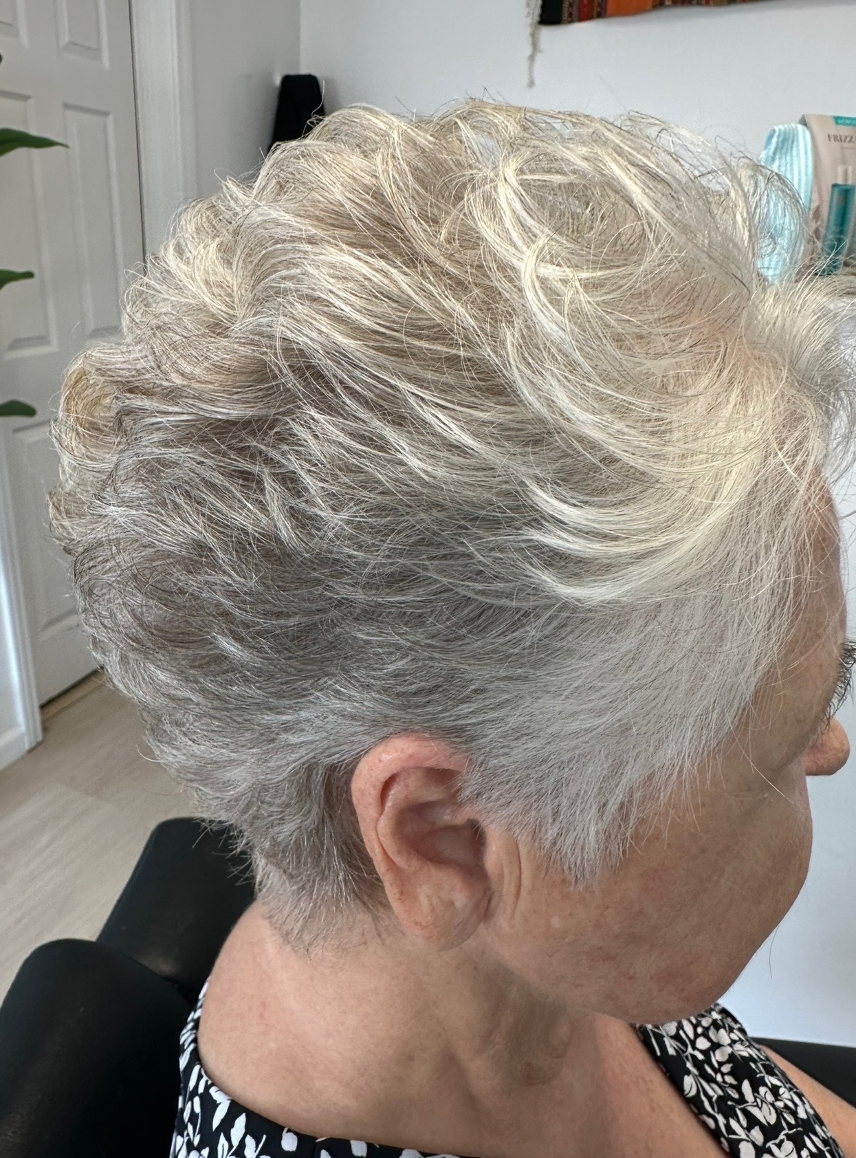 Textured silver pixie cut with volume